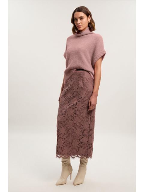 Lace With Black Taping Woven Midi Skirt