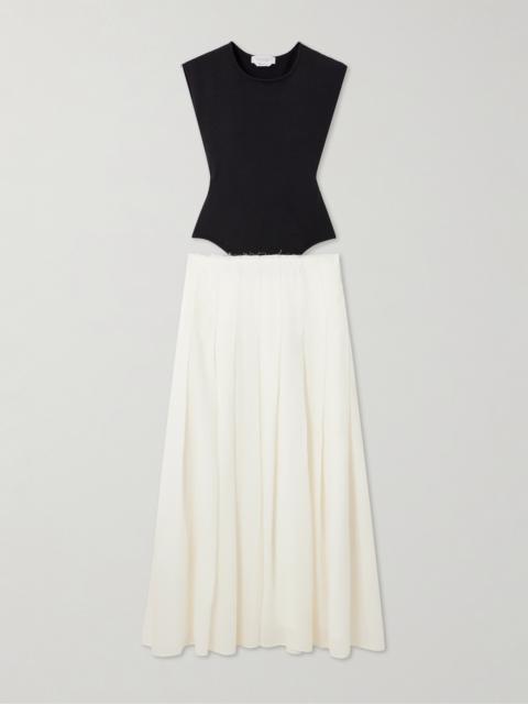 Mina Two-tone Cutout Wool And Cashmere-blend And Pleated Wool Maxi Dress