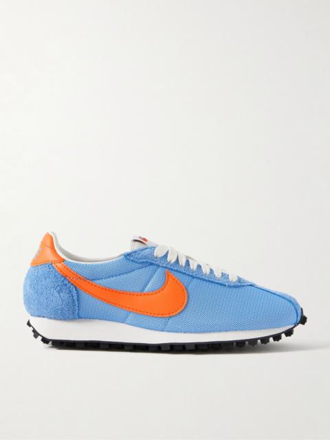 LD-1000 suede and leather-trimmed mesh sneakers Light blue