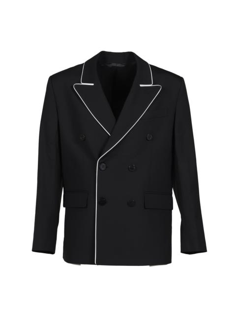 TRIM SIX BUTTON DOUBLE BREASTED BLAZER / BLK