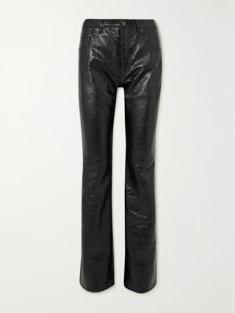 Crinkled-leather Straight-leg Pants