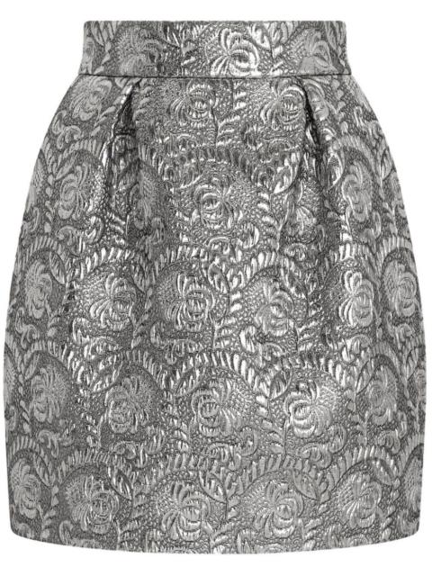 brocade-effect midi skirt