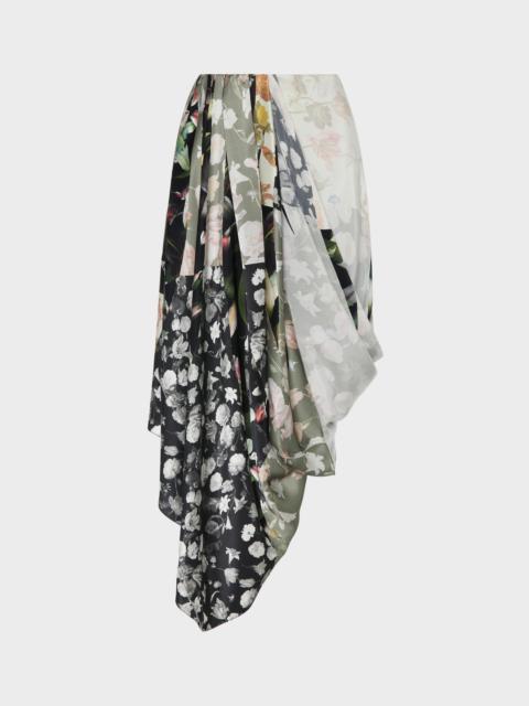Silk Floral Draped Skirt