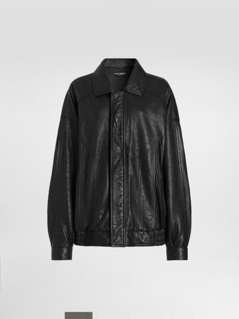 Single-breasted leather jacket