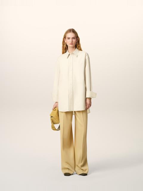WHITE COTTON RAW EDGED STITCHING OVERSIZED SHIRT