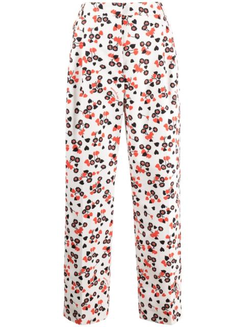 floral-print high-waist trousers