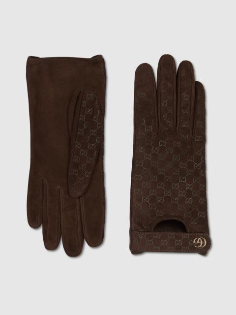 GG leather gloves with Double G
