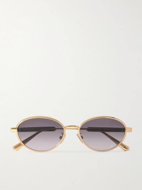 Diorcannage R1u Oval-frame Gold-tone Sunglasses