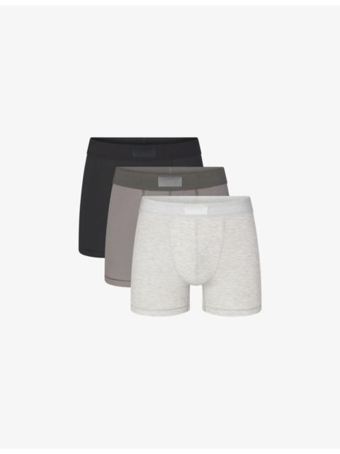 Branded-waistband 3in pack of three stretch-cotton boxer briefs