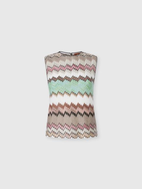Snake-Pattern Viscose Lamé Sleeveless Crewneck Top