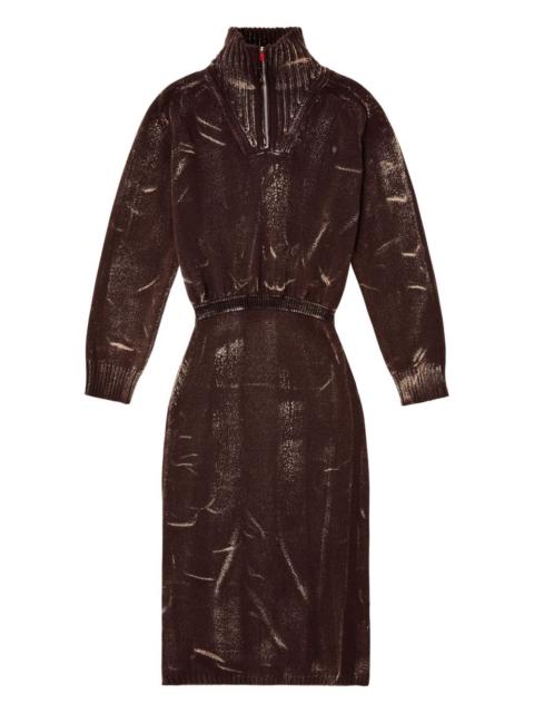 M-MARCELLE zipped turtleneck midi dress