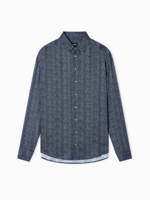 REGULAR-FIT PRINTED VISCOSE AND SILK SHIRT