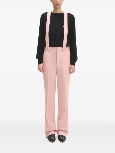 wool embroidered-strap trousers