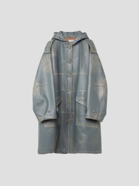 SYNTHETIC LEATHER HOODED COAT