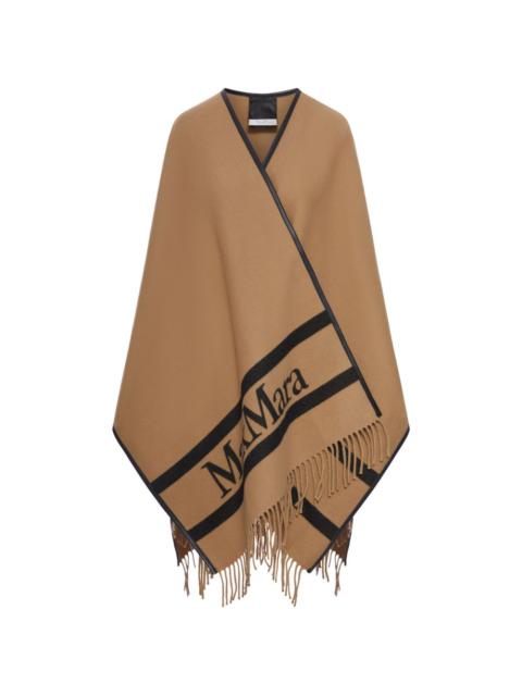 Hilde fringed logo poncho