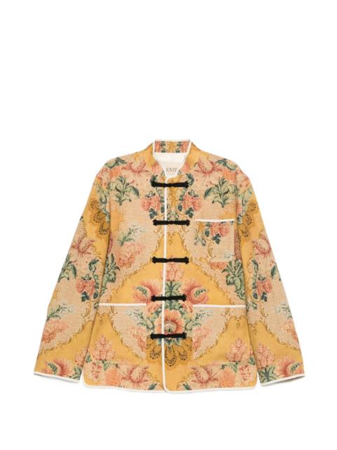 floral-print frog-closure jacket