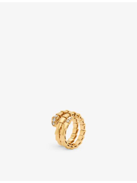 Serpenti Viper 18ct yellow-gold and 0.1ct round-cut diamond ring