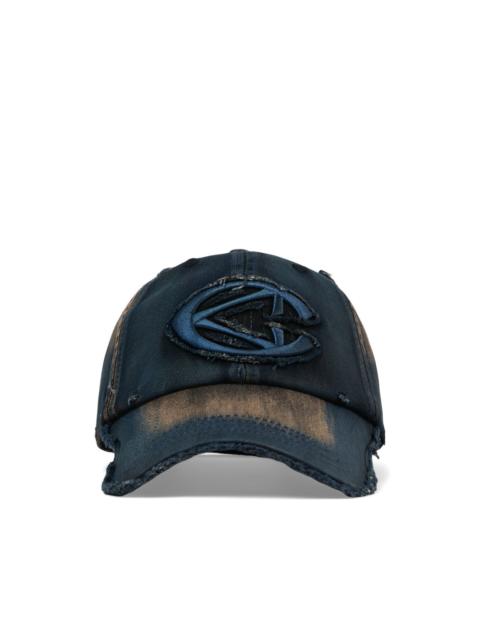 distressed logo-patch cap