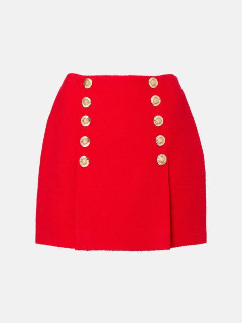 Pleated wool-blend miniskirt