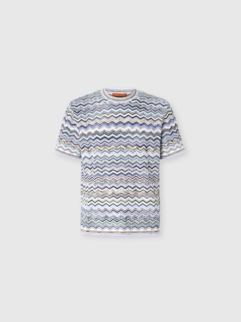 Cotton knit T-shirt with chevron pattern