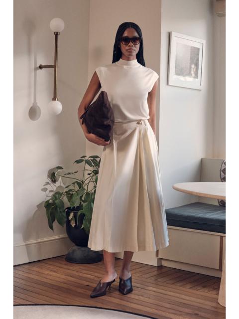 Cotton Utility Button Detail Midi Skirt