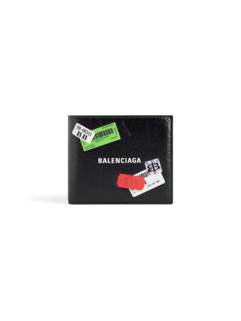 Men's Cash Square Folded Wallet in Black/multicolor