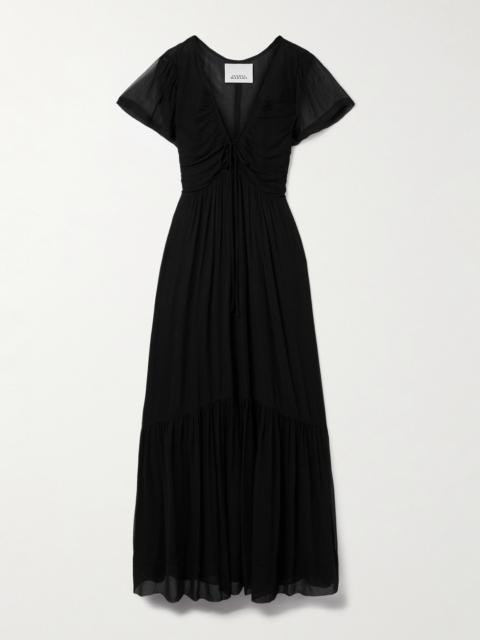 Agathe Tiered Gathered Silk-crepon Maxi Dress