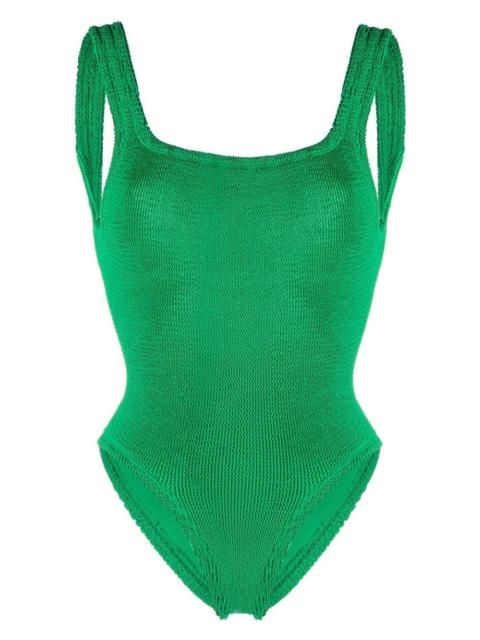 crinkle-finish backless one-piece