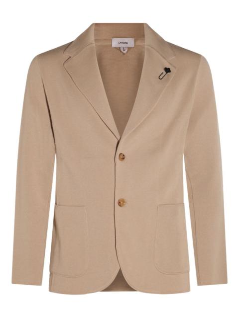 buttoned flower-embellished blazer