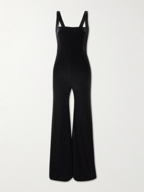 Vesper Satin-trimmed Velvet Jumpsuit