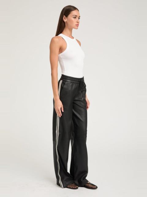 BLACK LEATHER BAGGY ATHLETIC PANTS