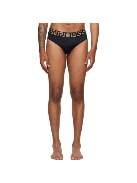 Black Greca Border Swim Briefs