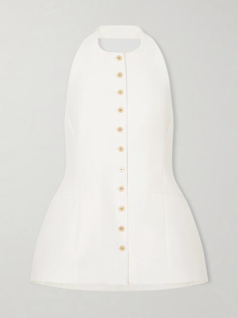Lupita Halterneck Sleeveless Wool And Silk-blend Top