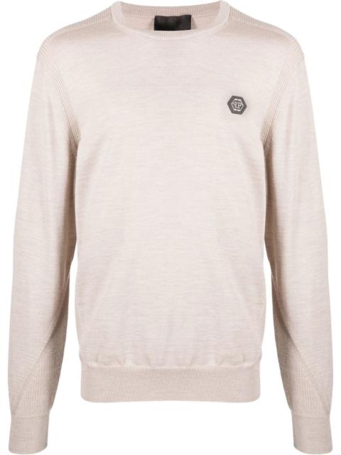 logo patch merino wool jumper