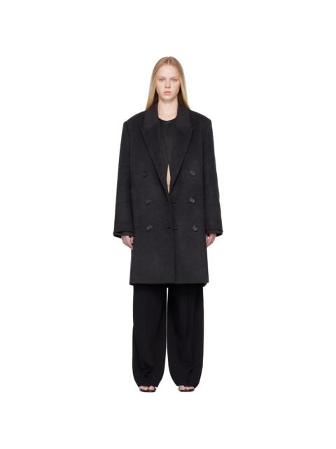 Gray Double-Breasted Cashmere Coat