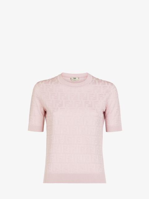 Pink cotton and viscose sweater