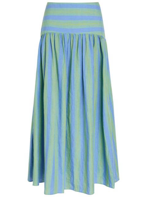 Staud Procida Striped Linen Maxi Skirt