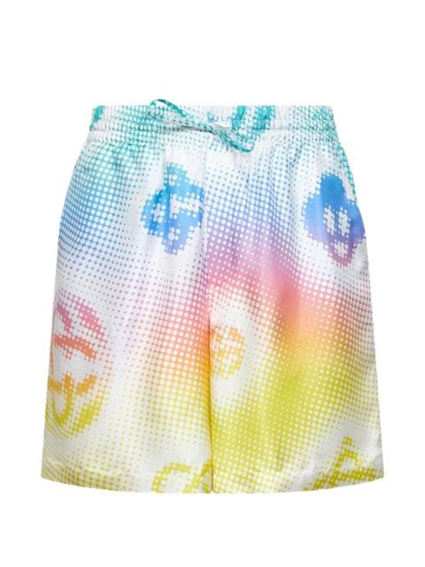 elasticated drawstring monogram print shorts