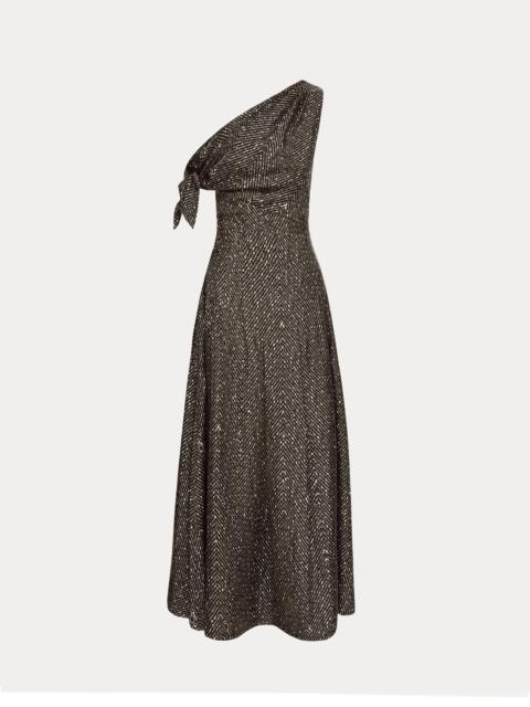 CHEVRON SILK TWILL DRESS