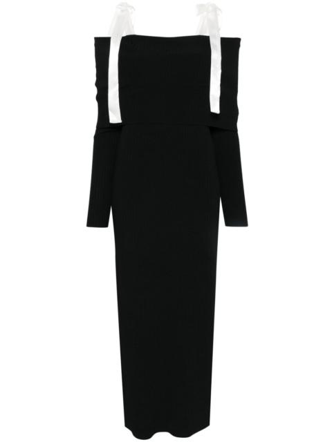 off-shoulder knitted maxi dress