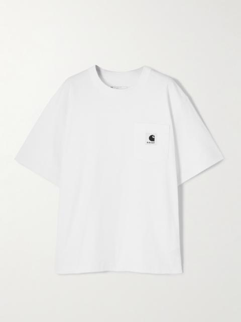 + Carhartt Wip Appliquéd Canvas-trimmed Cotton-jersey T-shirt