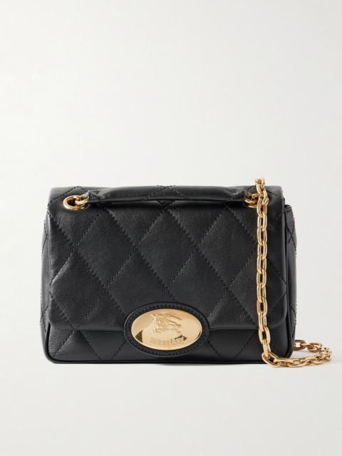 Embellished quilted leather shoulder bag Black