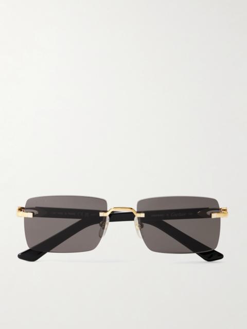 C Décor Rimless Rectangle-frame Gold-tone And Acetate Sunglasses