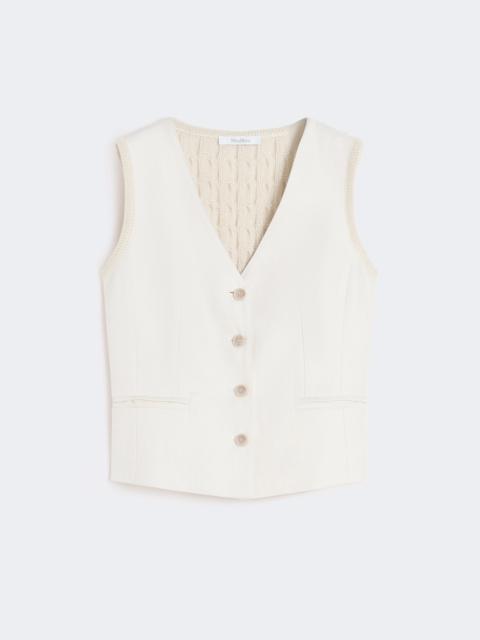 Linen and cable-knit gilet - BEIGE