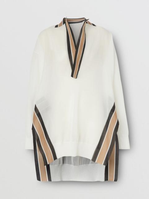 Long-sleeve Cricket Stripe Detail Knit Oversized Top
