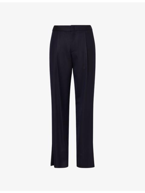 Tailored Pleated-Front Wool-Blend Trousers