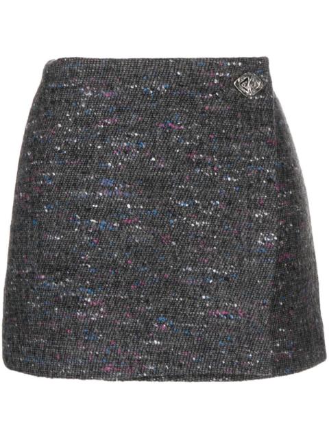 tweed wrap mini skirt