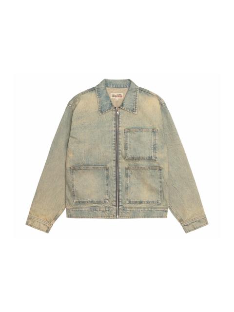 Stussy Denim Zip Work Jacket Beach Wash