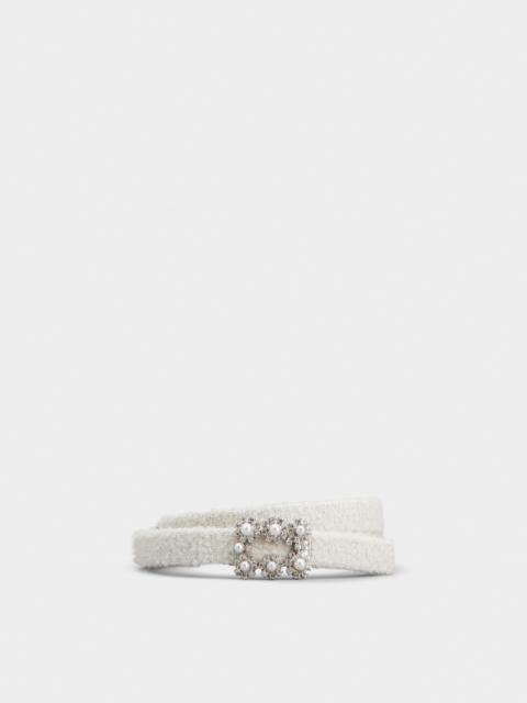 Flower Strass Pearl Buckle Belt in Wool