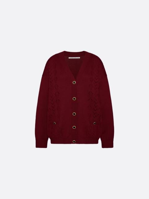MERINO WOOL LACE-KNIT CARDIGAN